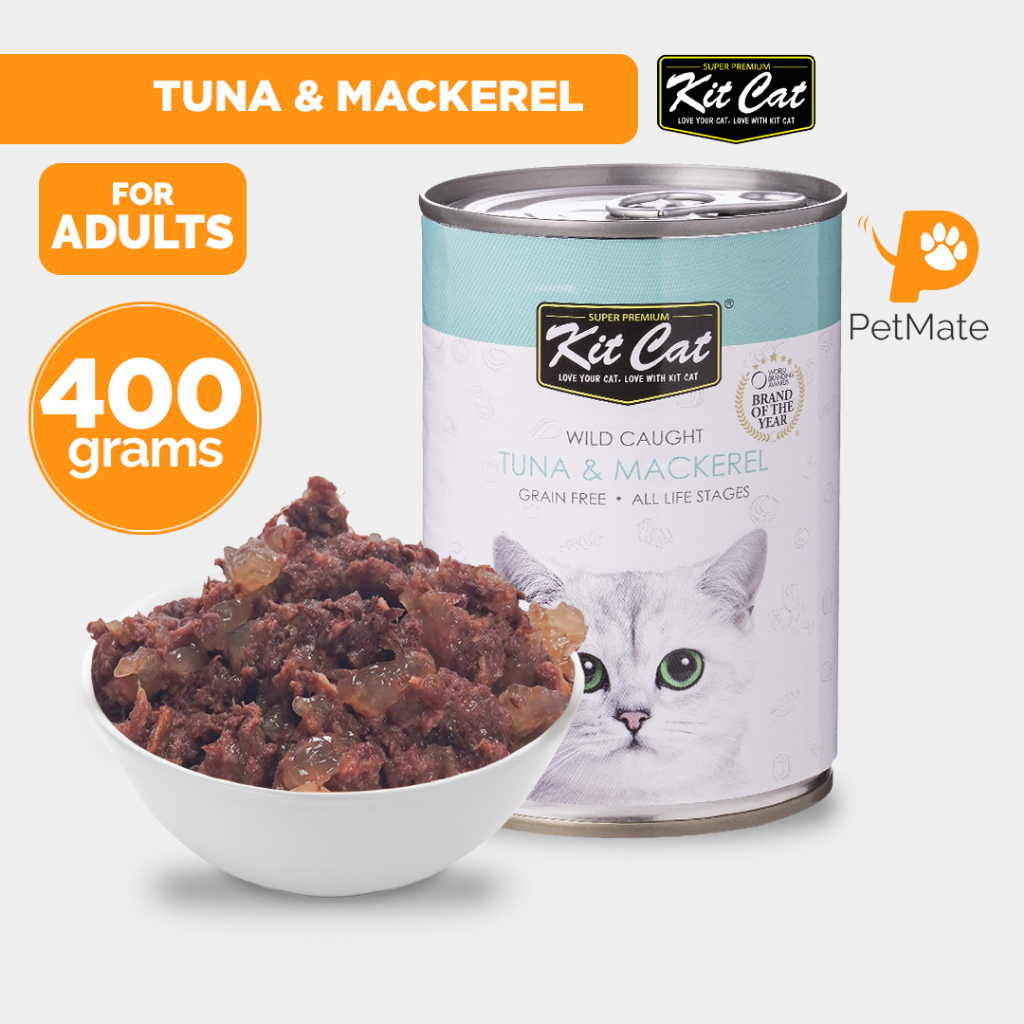 KitCat Atlantic Tuna Adult Cat Wet Food Can with Mackerel 400g PetMate