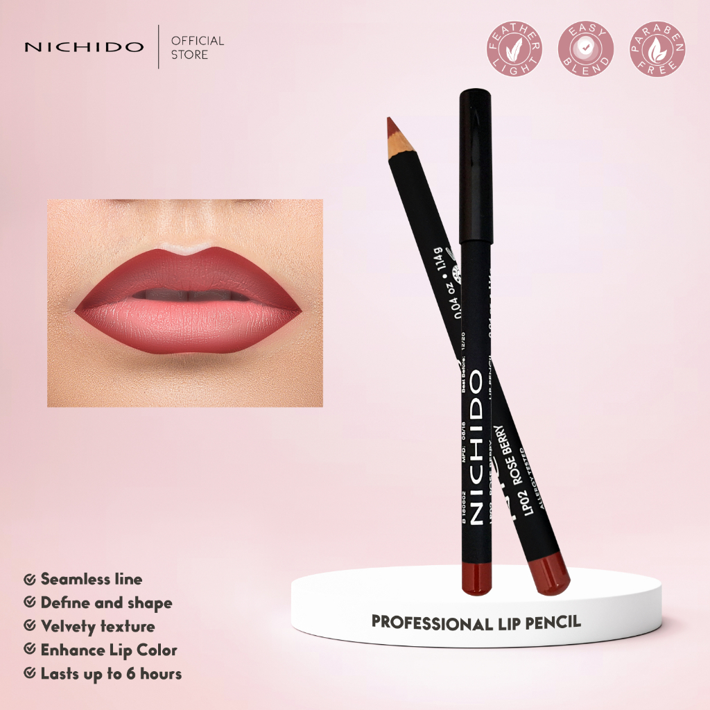 NICHIDO Professional Lip Pencil - Lp02 Rose Berry | Shopee Philippines