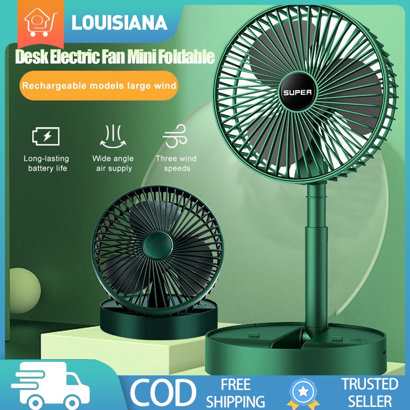 Desk Electric Fan Mini Foldable Telescopic Cooling Fan Low Noise ...