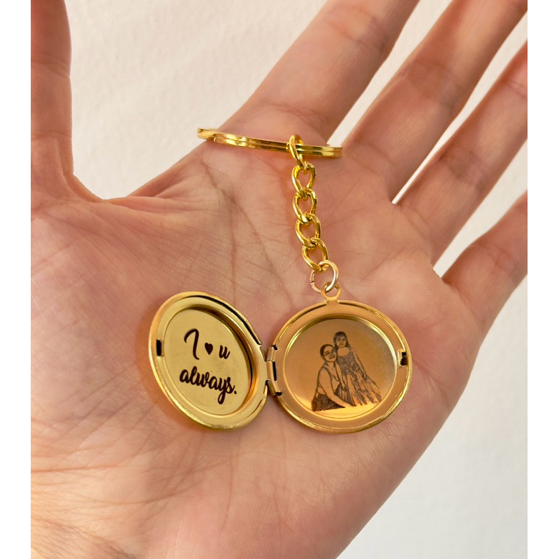 Personalized gift for couple family friends photo engraved locket keychain necklace stainless Shopee Philippines