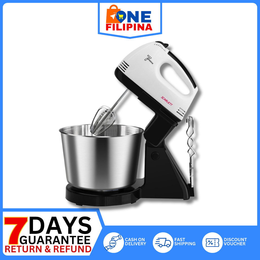 Electric Hand Mixer Cake Mixer Hand Whisk 7 Speed (Stainless steel