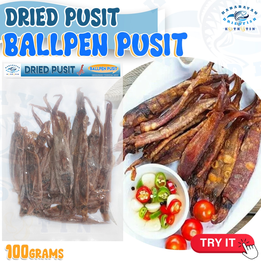 Dried Squid BALLPEN PUSIT Pahabang Pusit 100g Sun Dried Fish Quality ...