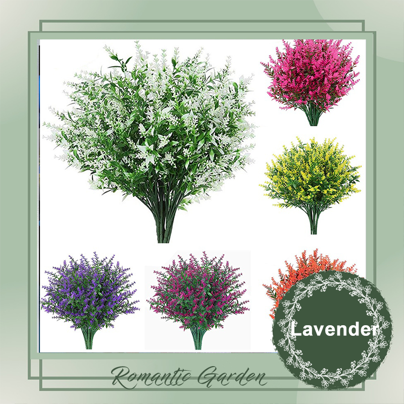 Artificial Green Plant Simulated Flower Plastic Lavender Flower 