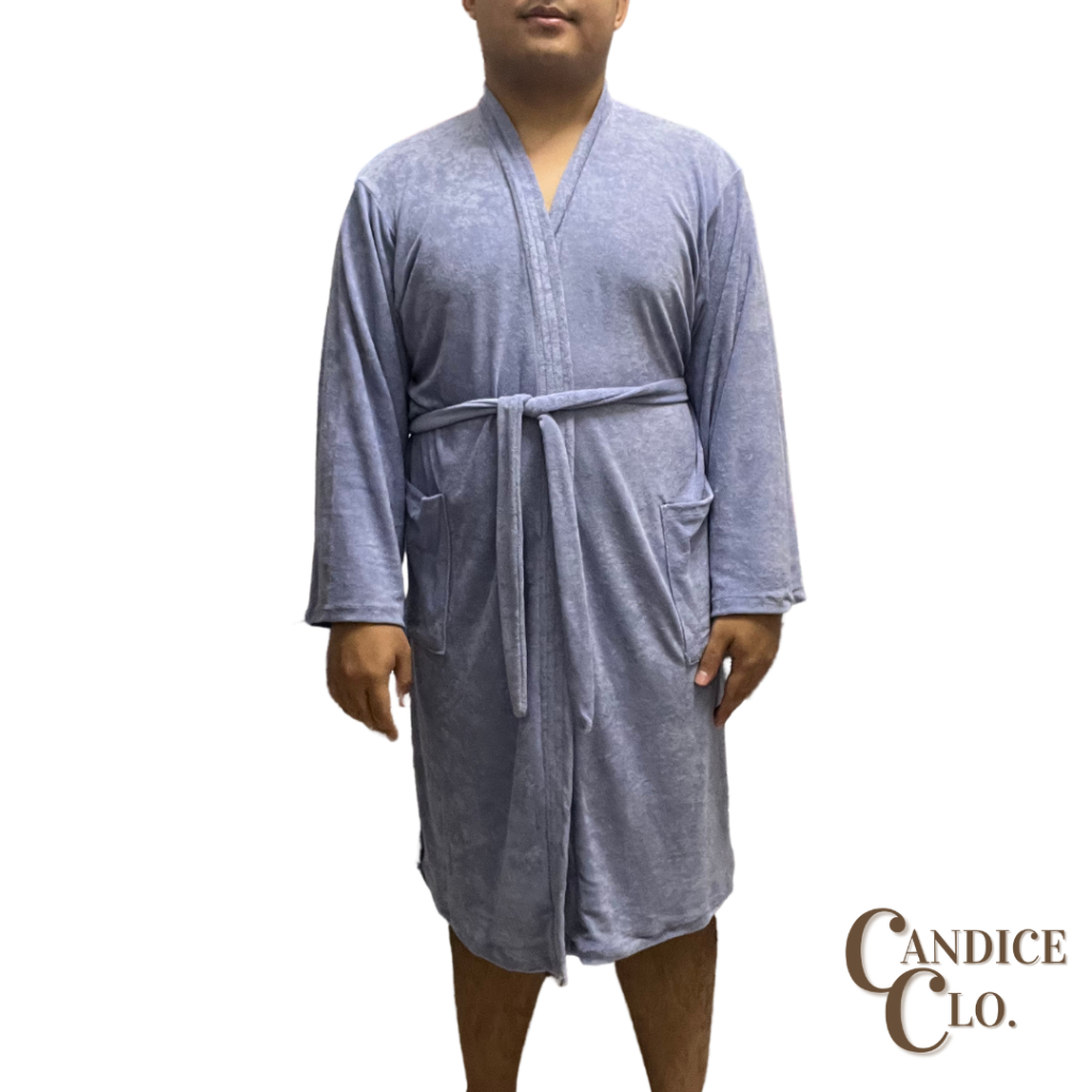 Men's Bath Robe Long Sleeve With Pockets Towelette Plus Size Shopee Philippines