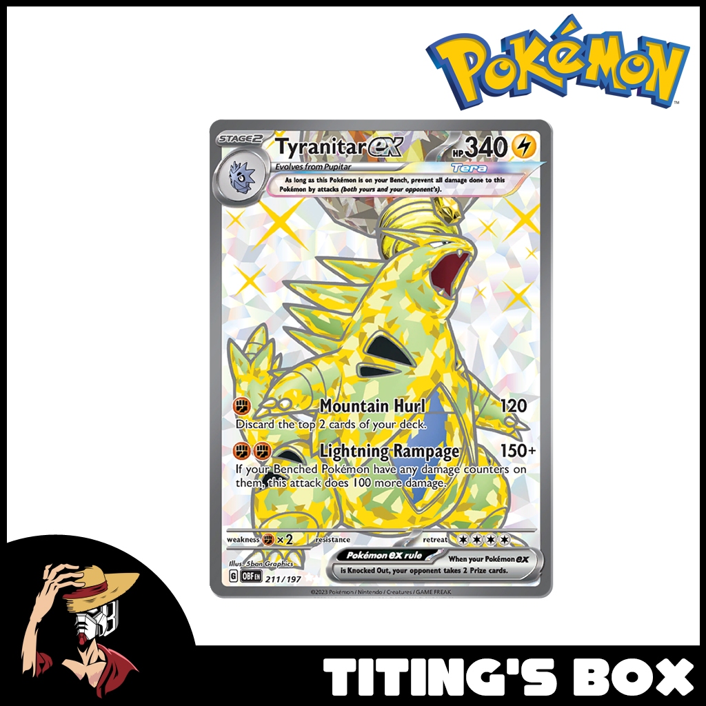 211 197 pokemon card Tyranitar ex 211/197 Fighting / 70 / Basic Attack 1 Pokemon TCG: Obsidian Flames 211/197