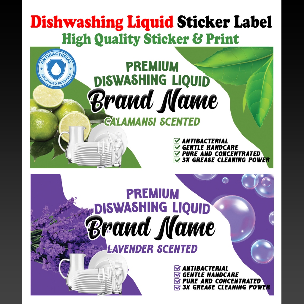 DISHWASHING LIQUID FREE TEMPLATE STICKER LABEL LONG SIZE DURABLE AND ...