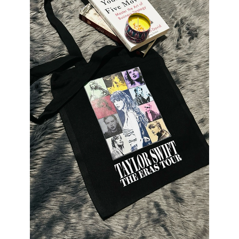 Taylor Swift The Eras Tour 2024 12x14 Black Tote Bag With Zipper For ...