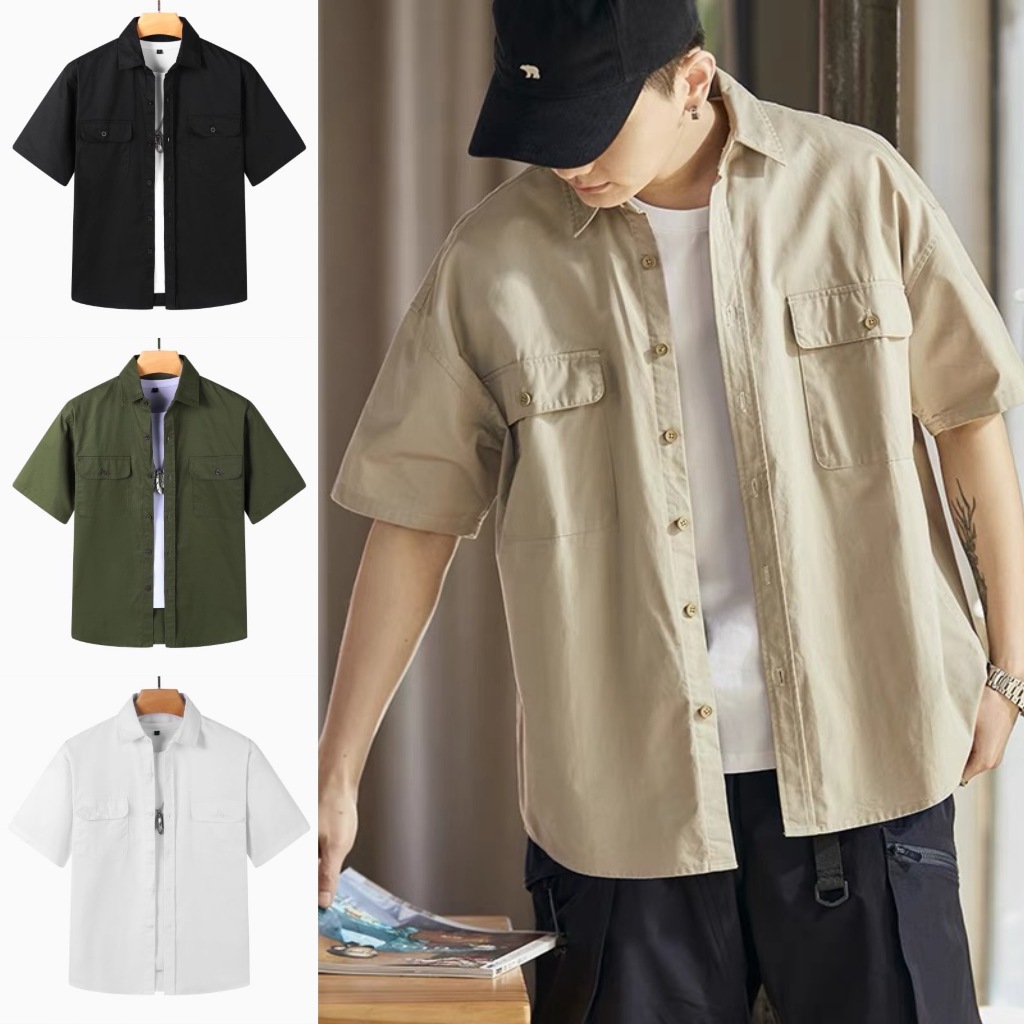 HUILISHI Latest Cargo Shirts for Men Short Sleeve 4 Colors Oversized ...