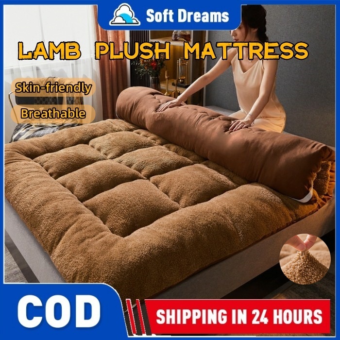 Lamb cashmere fabric Folding bed foam bed uratex foam mattress memory ...