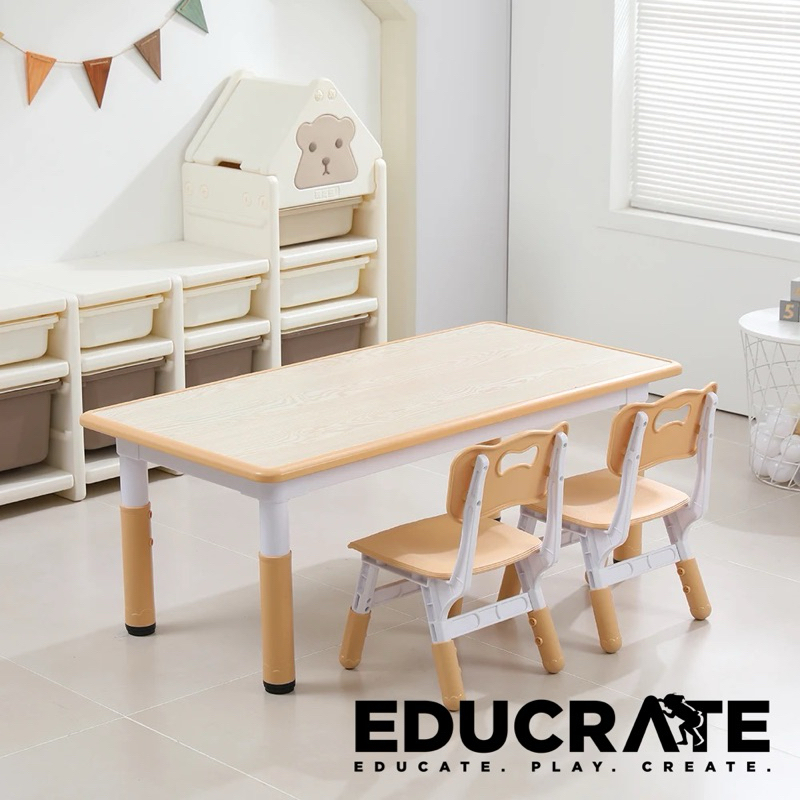 educratePH 120x60cm and 2 chair Kids table and Chair Adjustable Height