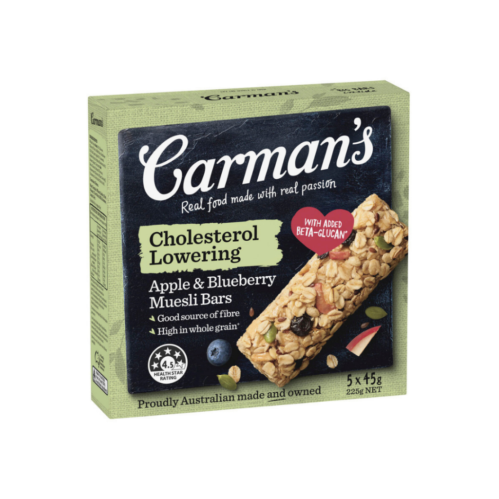 Carman's Cholesterol Lowering Bar Apple & Blueberry Muesli Bars 6 pack