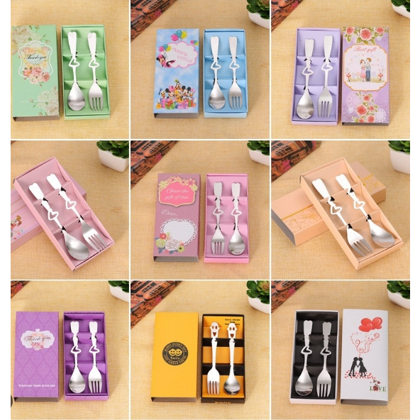 ZH157 Heart Shaped Spoon Fork Set Wedding Birthday Cheating Gift Good ...