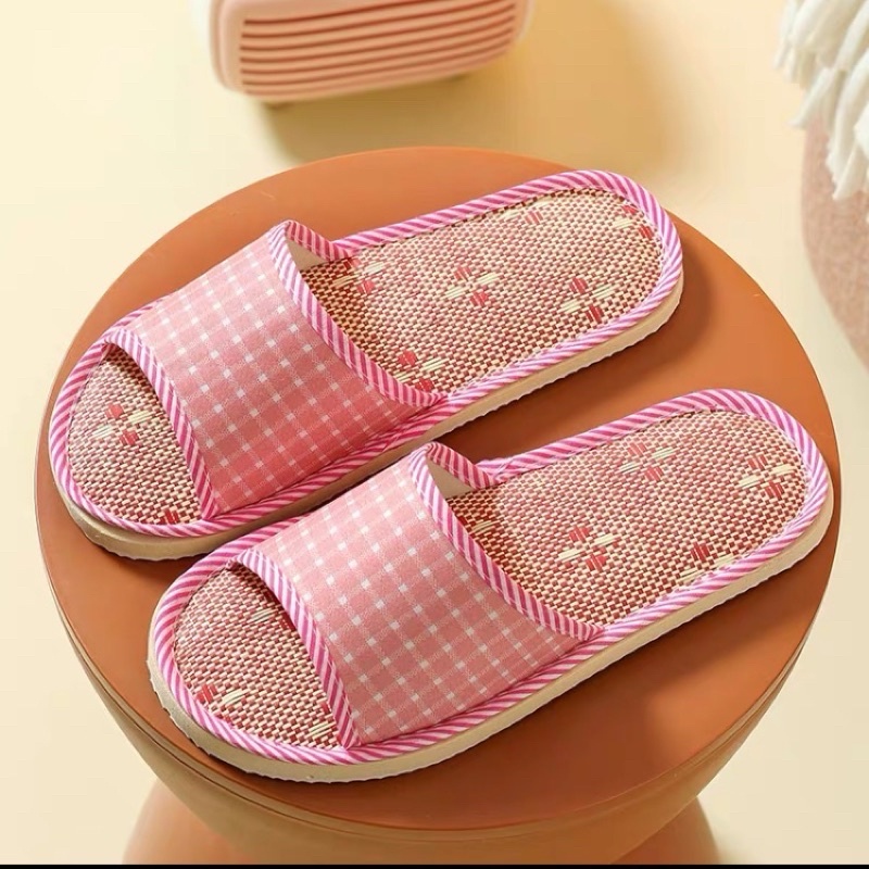 Beach Slipper Square Rattan Linen Hotel Guest Indoor Slippers For Women And Mens Shopee Philippines