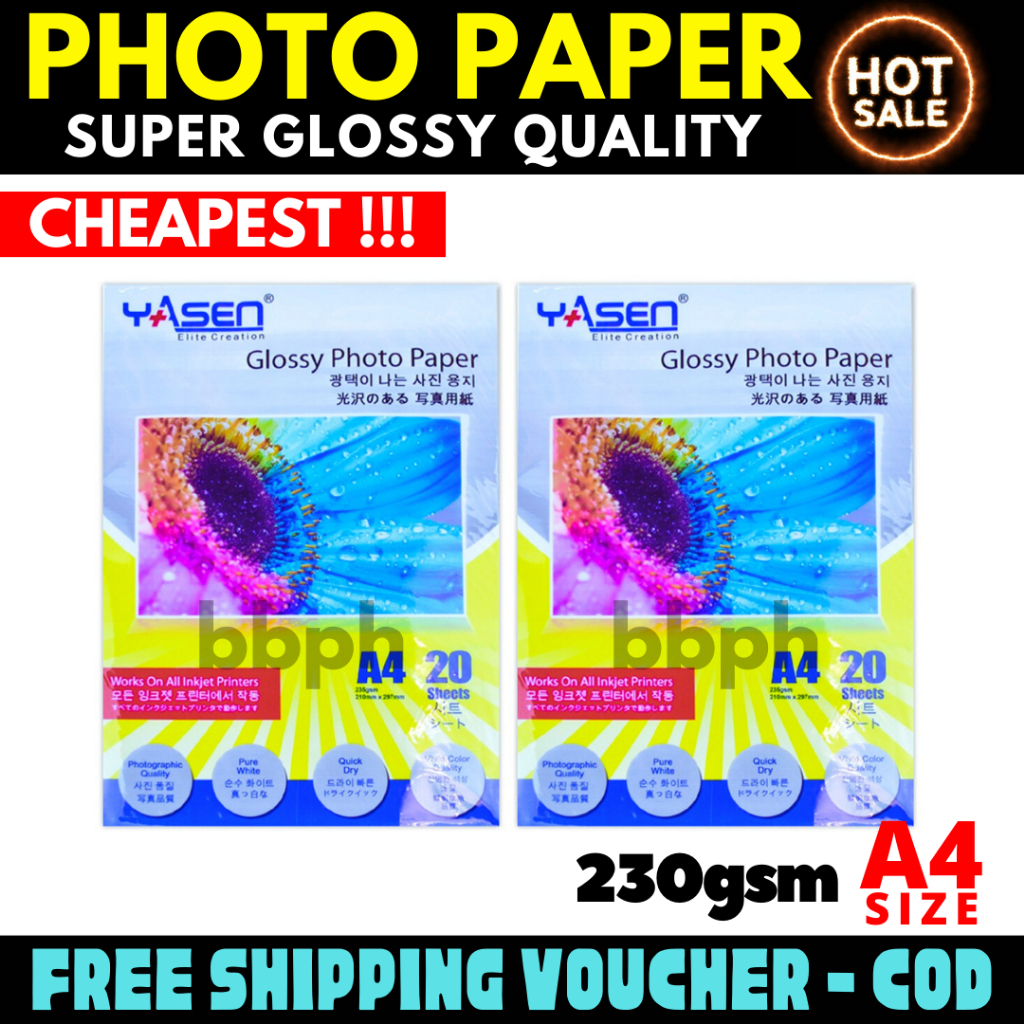 Yasen Glossy Photo Paper A4 Size Premium Inkjet Paper 230gsm 20 Sheets Pack Shopee Philippines