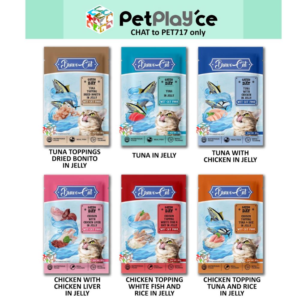 Bravo Cat Wet Cat Food Poach 80g WET in POUCH 80g MyFoodie | Shopee ...