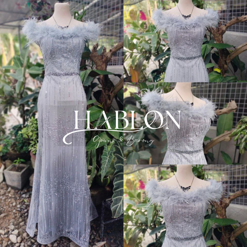 HABLON Premium Off shoulder Lace Elegant JS Prom Gown Wedding Mother ...