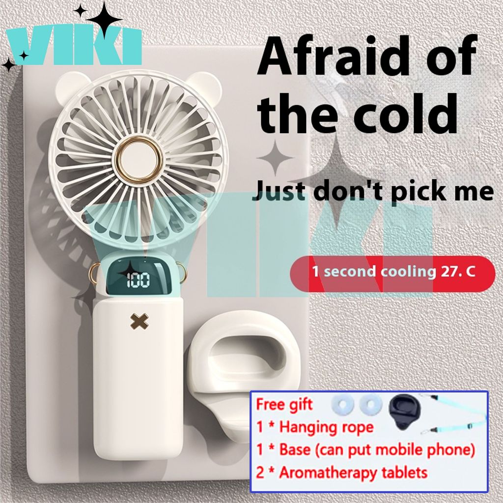 Viki Mini Fan Portable Rechargeable Digital-display Multi-gear Speed ...