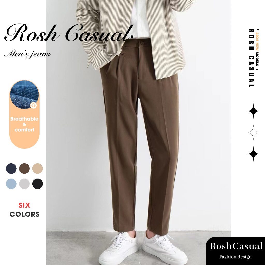 Trousers pants for men official Korea style Ankle Cut Slim Fit TROUSER ...