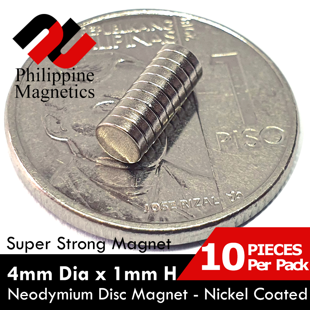 10 Pieces 4mm Diameter x 1mm Thick Super Strong Neodymium Magnet. Ndfeb ...