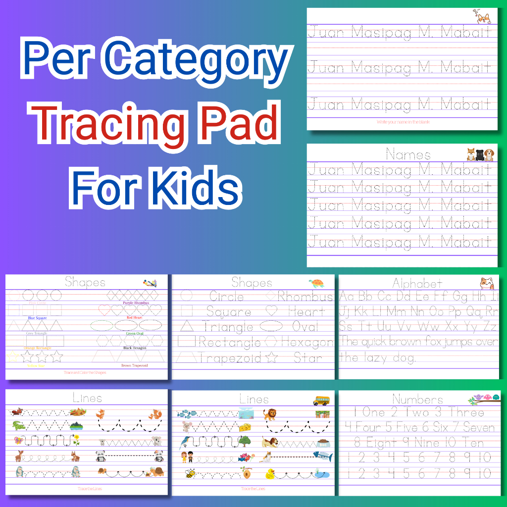 Customized Tracing Pads For Beginner Kids (Dotted) per pad kinder and ...