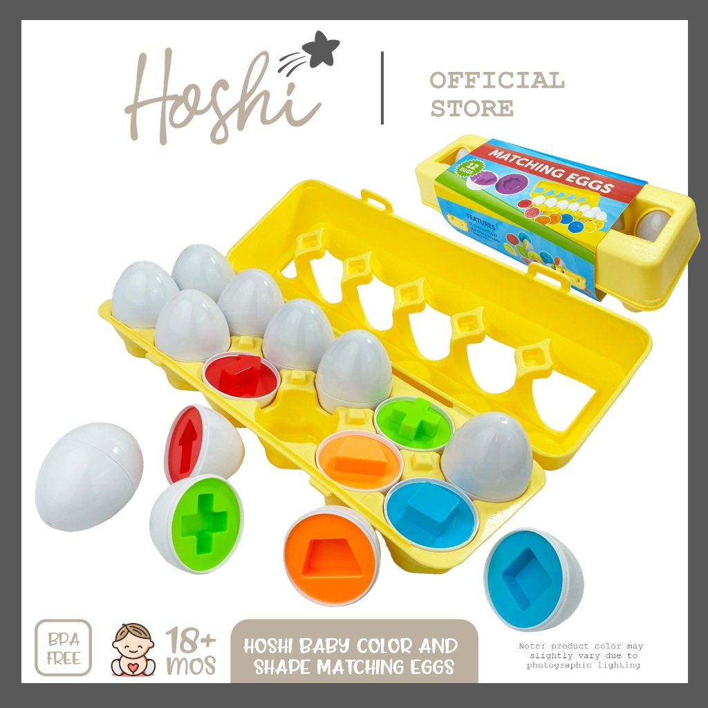 Hoshi Baby Color and Shape Matching Eggs with Tray, Montessori ...