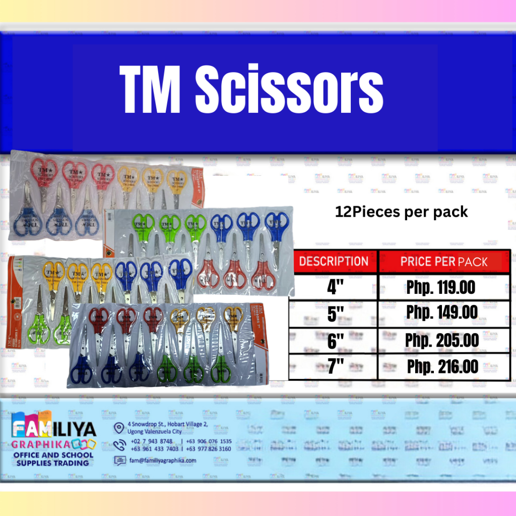 TM Scissor size 4, 5, 6, & 7 inches (12pieces per pack) | Shopee ...