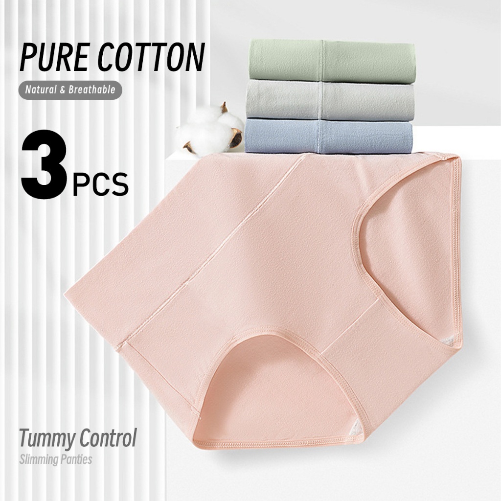 Pcs/Set High Waist Pure Cotton Panties For Women Trending Panty Tummy  Control Stretchable Ladies