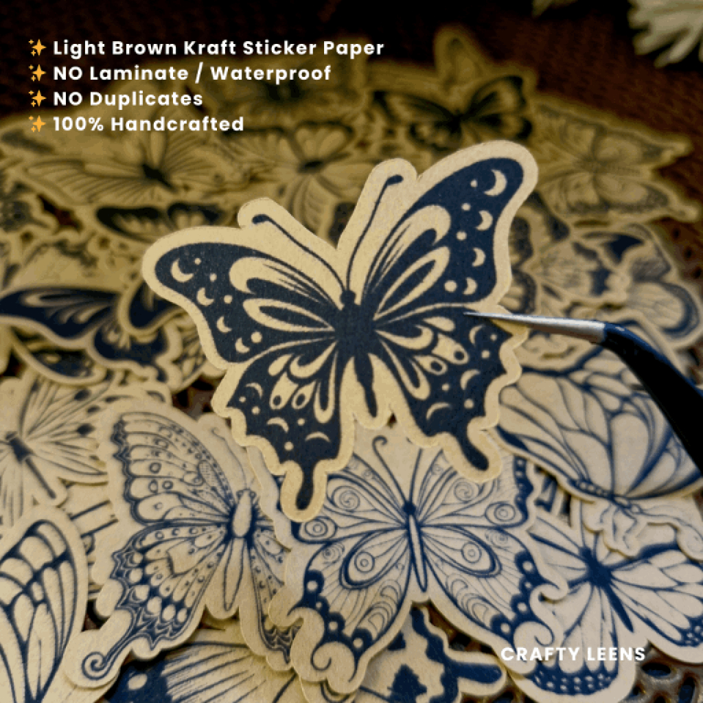 30/40 PCS KRAFT BUTTERFLY STICKER PACK - Journal, scrapbook, planner ...