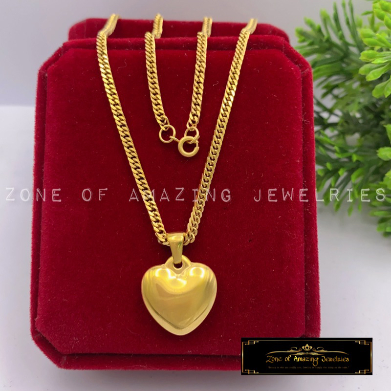 zoaj.ph Classic Solid Heart Necklace with Japan Chain Round Lock ...