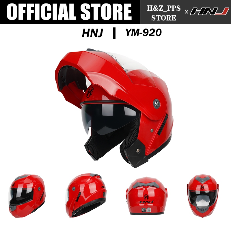 Hnj Ym Plain Motorcycle Helmets Open Face Modular Helmet Full Face With Dual Visor For