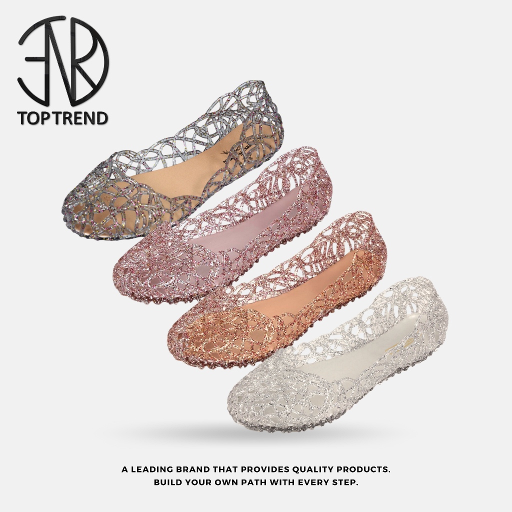 TOP TREND PH Mesh Breathable Casual Pointed Bottom Flat Crystal Jelly ...