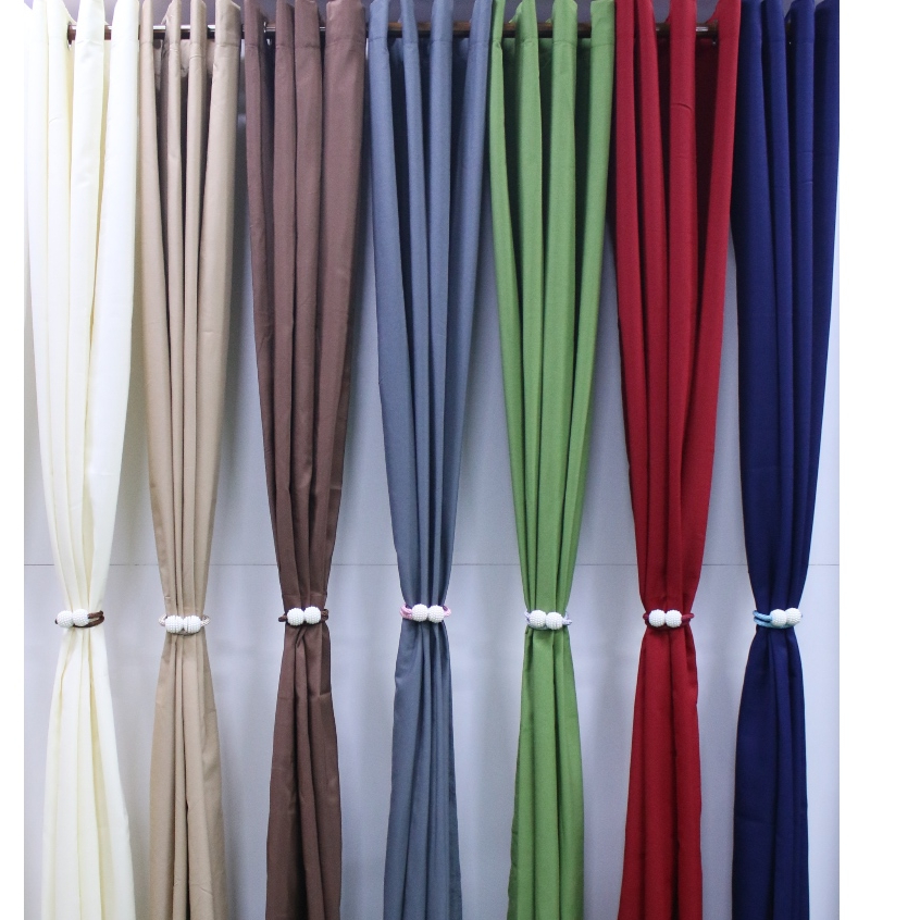 1pc 7feet Plain Fabric Curtain with 8 Steal Rings 215*140CM for Window ...