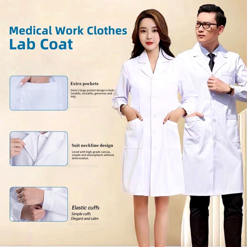 HNB Doctor Coat White Lab Gown White Lab Coat Long Sleeve Laboratory Gown for Men Coat Doctor Shopee Philippines