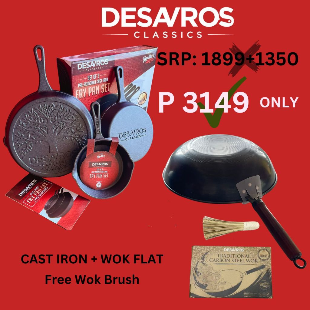 Desavros Pre Seasoned Cast Iron Pan (Set of 3) Shopee Philippines