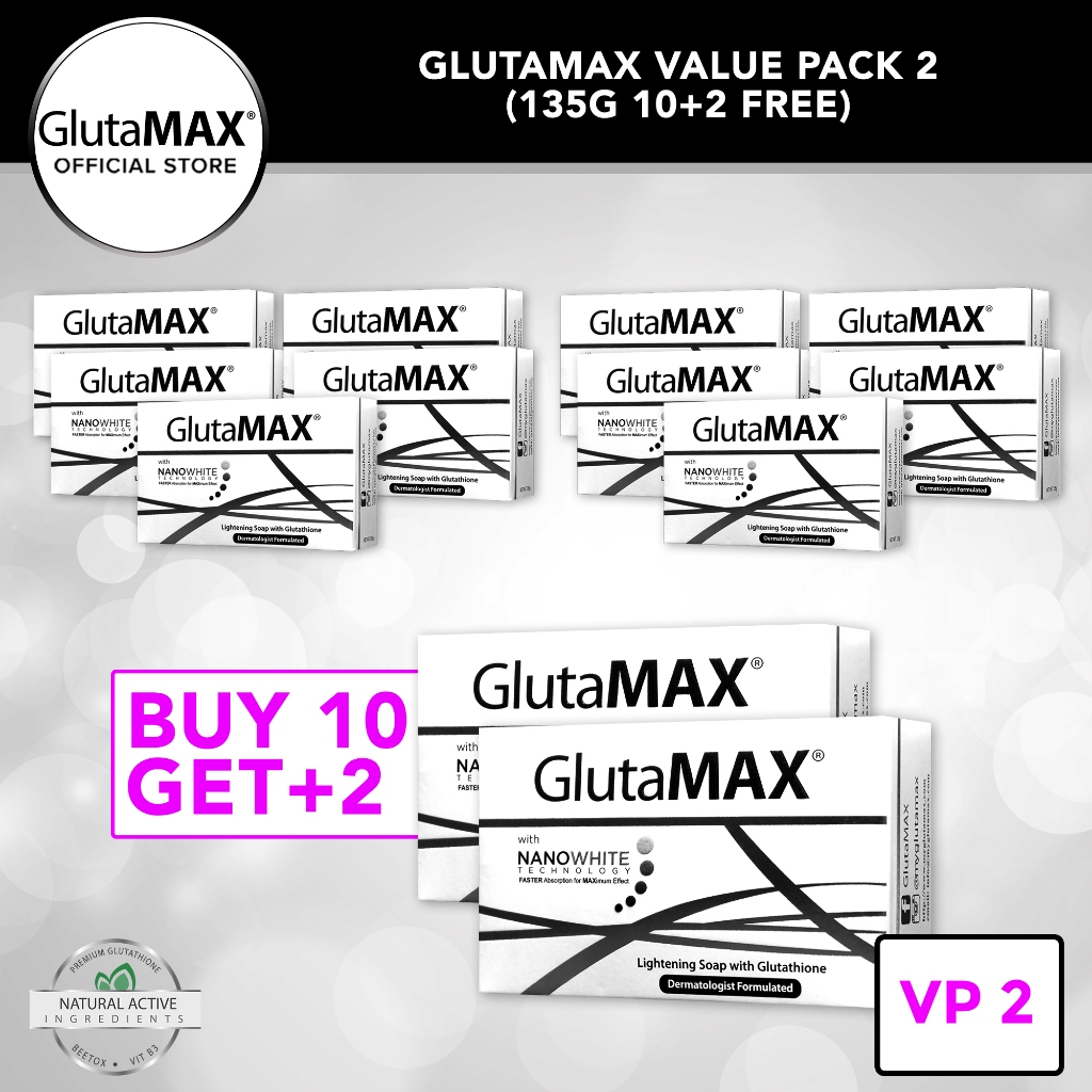 GlutaMAX Value Packs - Glutathione Soap (135g) Buy 10 Get 2 Free