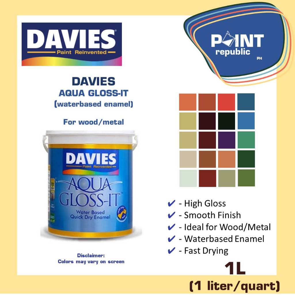 Davies Aqua Gloss-it Watebased Quick Dry Enamel : 1L (1 liter/quart ...