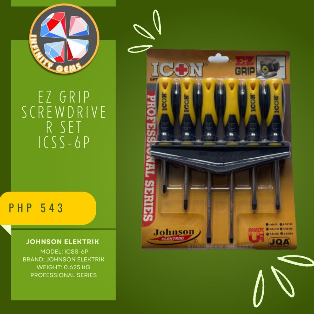 EZ GRIP SCREWDRIVER SET ICSS-6P JOHNSON ELEKTRIK | Shopee Philippines