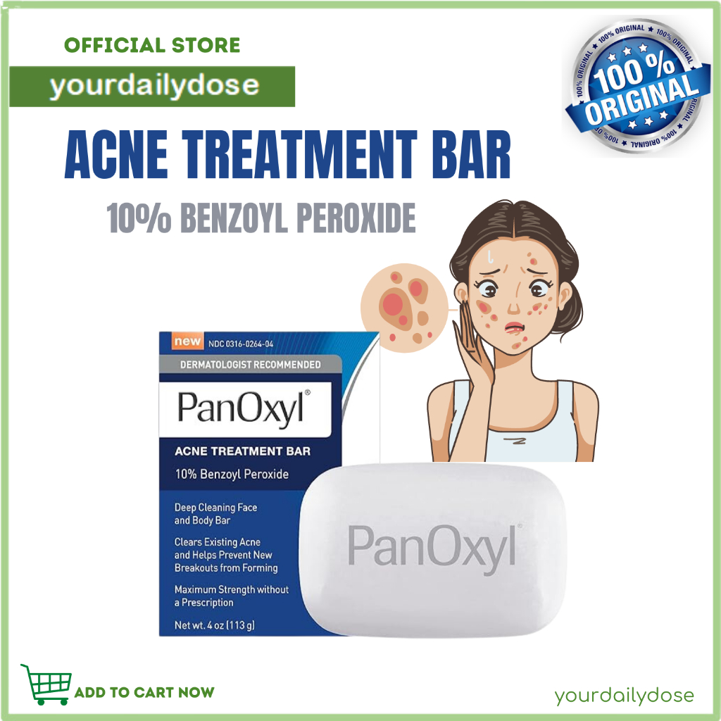 PanOxyl Acne Treatment Bar with 10% Benzoyl Peroxide, Maximum Strength ...