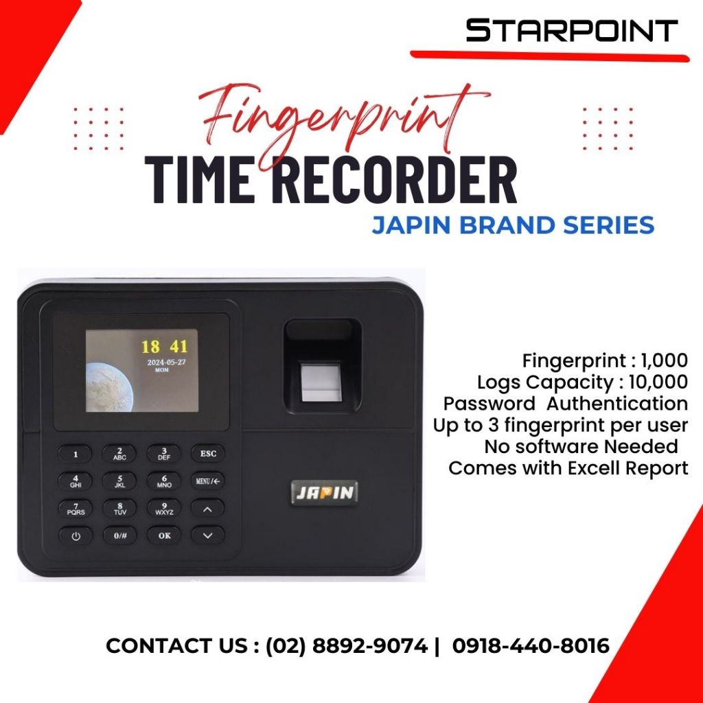 Fingerprint Biometric & Password w/ Excell Report | Time Attendance ...