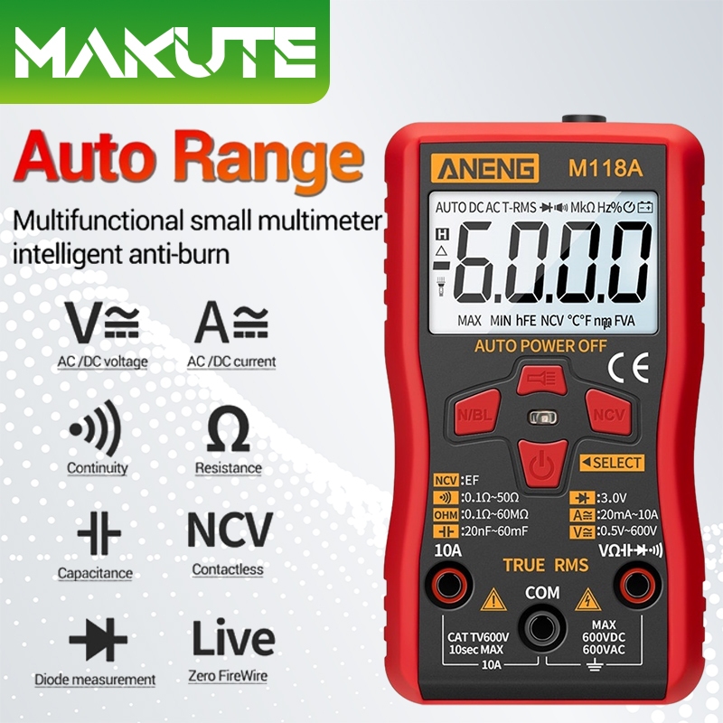 ANENG M118A Auto Ranging Digital Multimeter High-Accuracy TRMS 6000 ...
