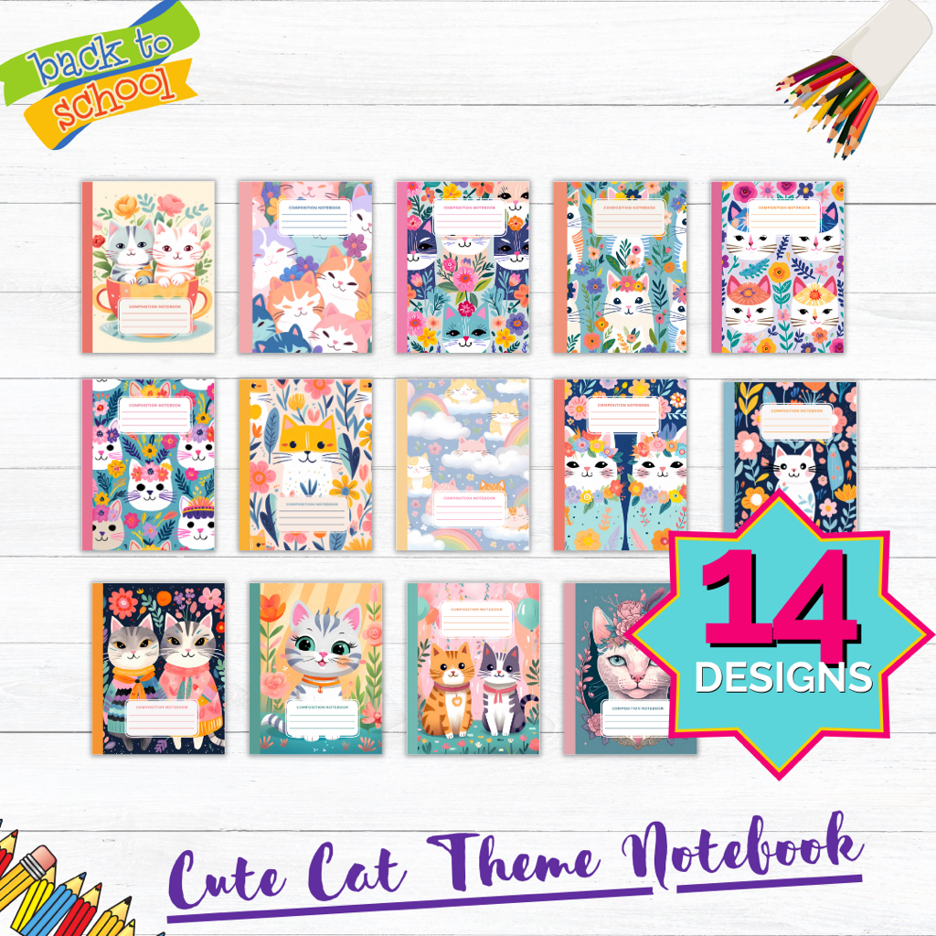 PREORDER- CUTE CAT THEME CUSTOMIZED notebooks (Kinder, Prep, Nursery ...
