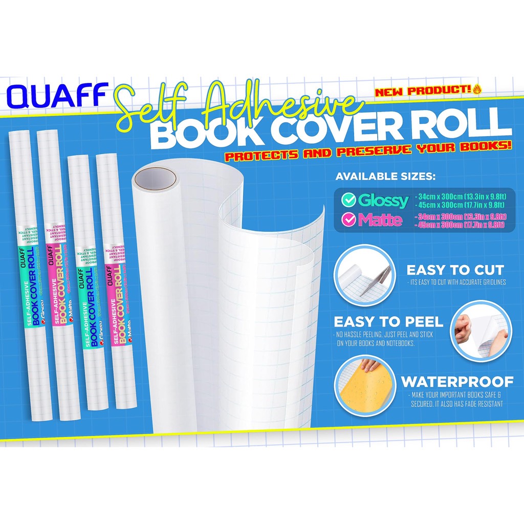 QUAFF SelfAdhesive BOOK COVER ROLL (Matte/Glossy) Shopee Philippines