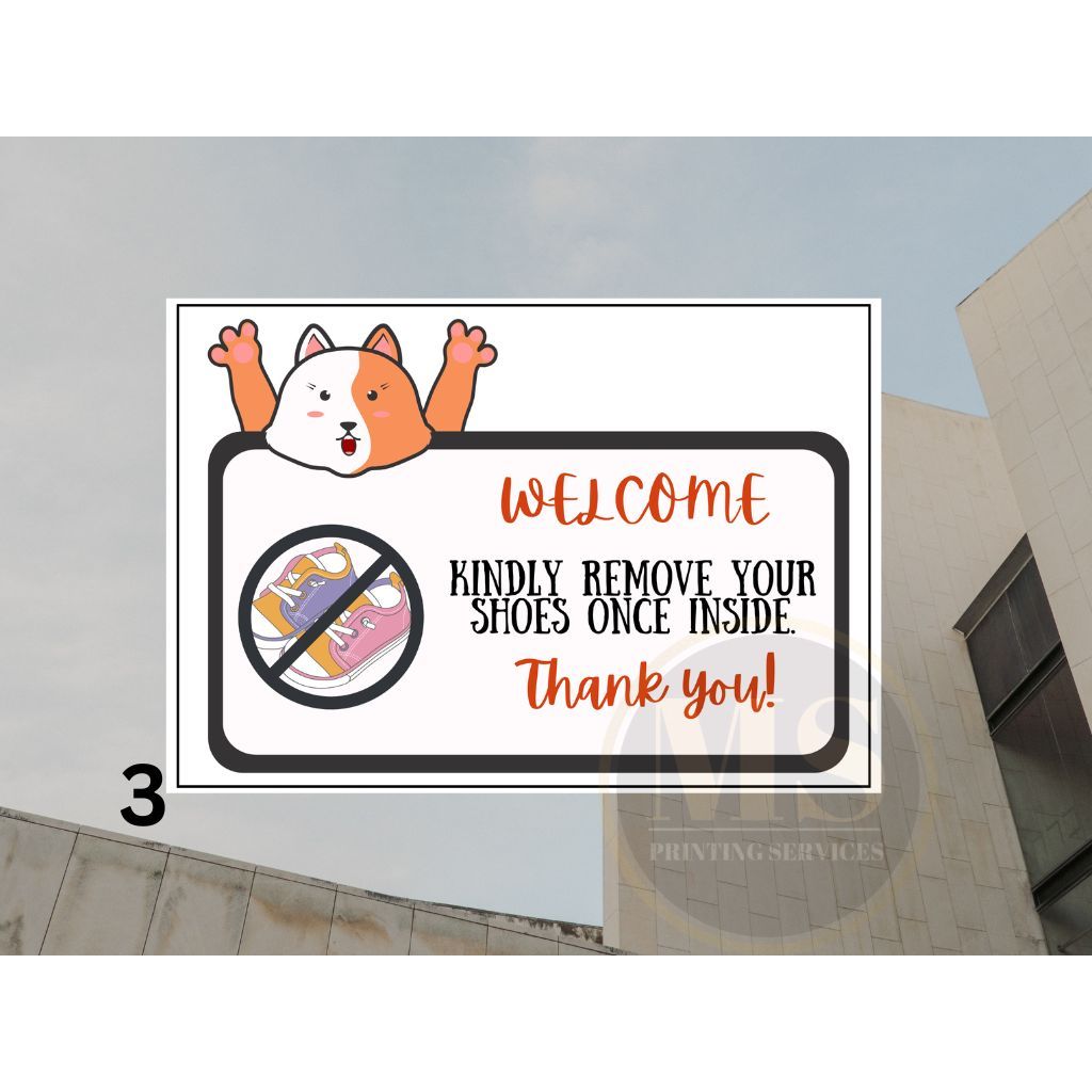 Remove Shoes Signage 2 (Laminated Signage and Waterproof Vinyl Sticker ...