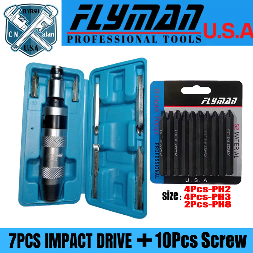 Flyman Impact Drive 7pcs Manual Impact Driver 1/2 Drive Screwdriver ...