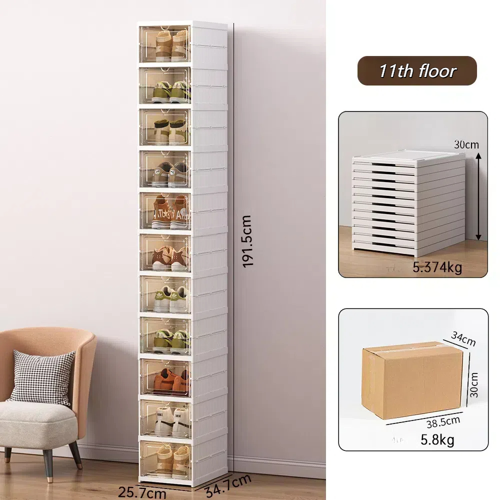 3/6/8/9/ Layers Transparent Foldable Shoe Rack Cabinet Storage ...