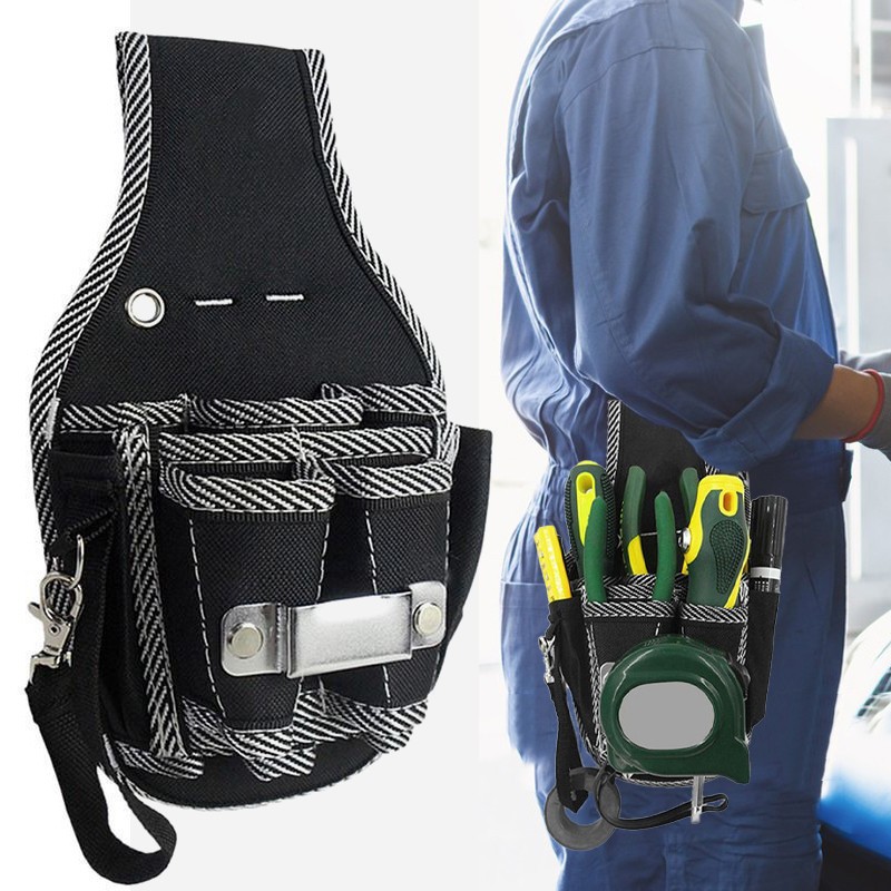 Black Durable Nylon Electrician Waist Pocket Tool Storage Bags tool kit ...