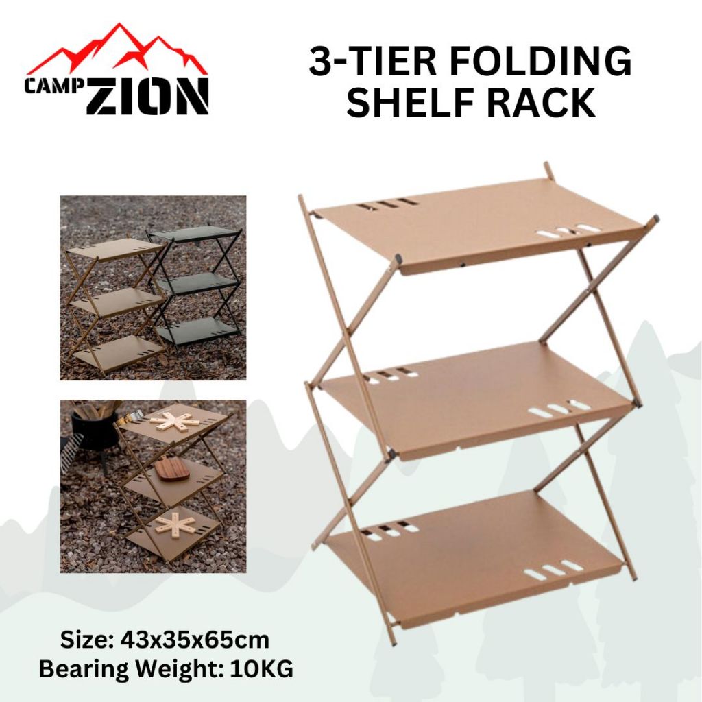 3 Layer Camping Shelf Storage Rack Organizer Shelves Foldable ...