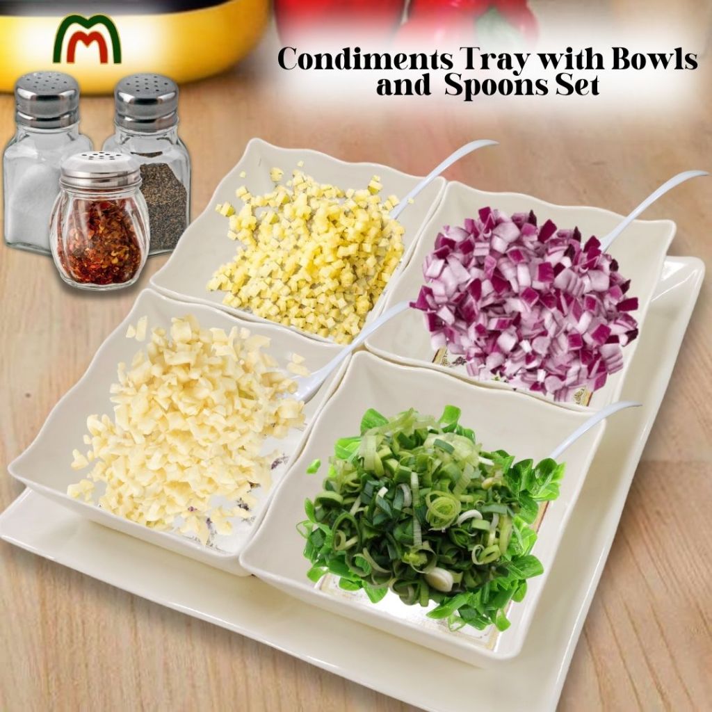 Nipponware 9-piece Condiments Tray with Bowls and Spoons Set | Shopee ...