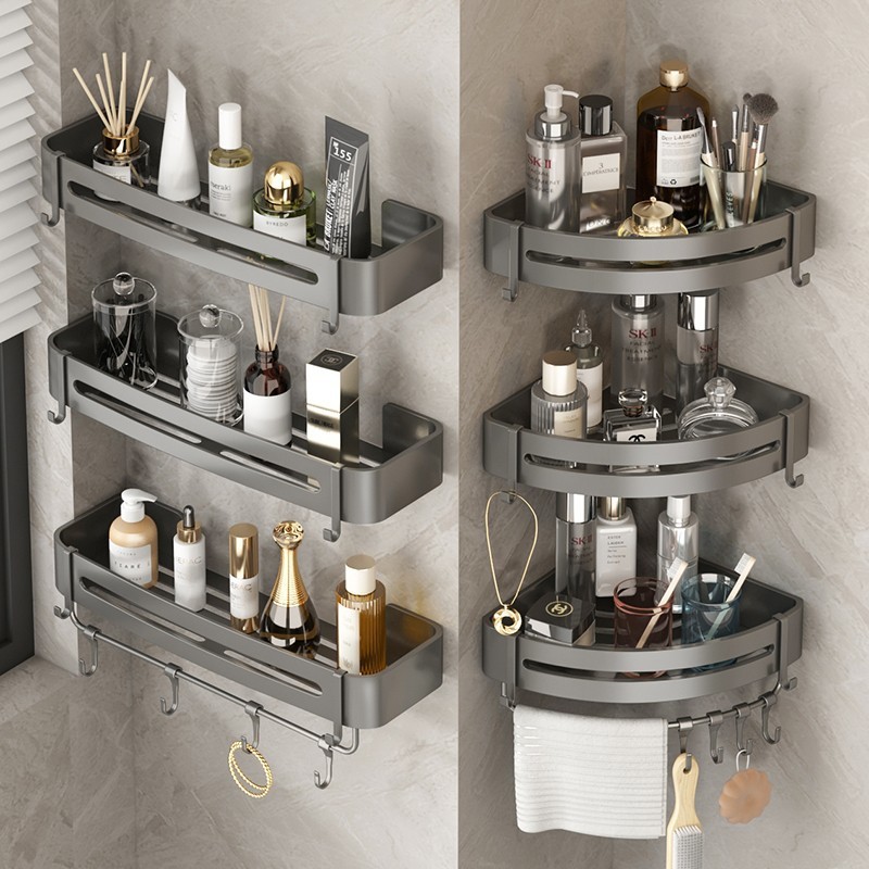 Triangle Storage Rack In Bathroom Non Perforated Wall Mounted Storage ...