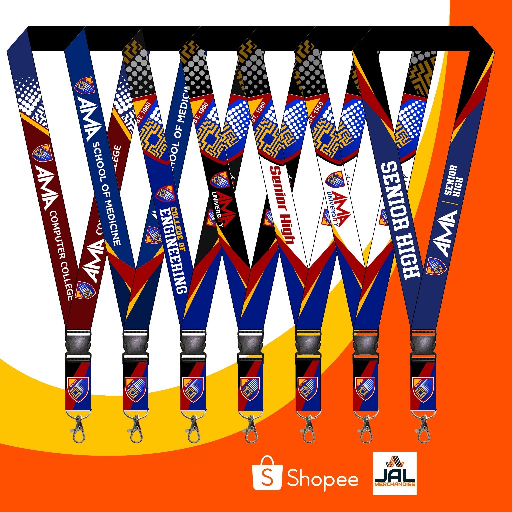 Ama college id lace design customized with courses id lanyard id